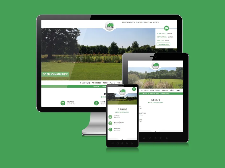 Screenshot der von GKMB umgesetzten Website des Golfclubs Bruckmannshof