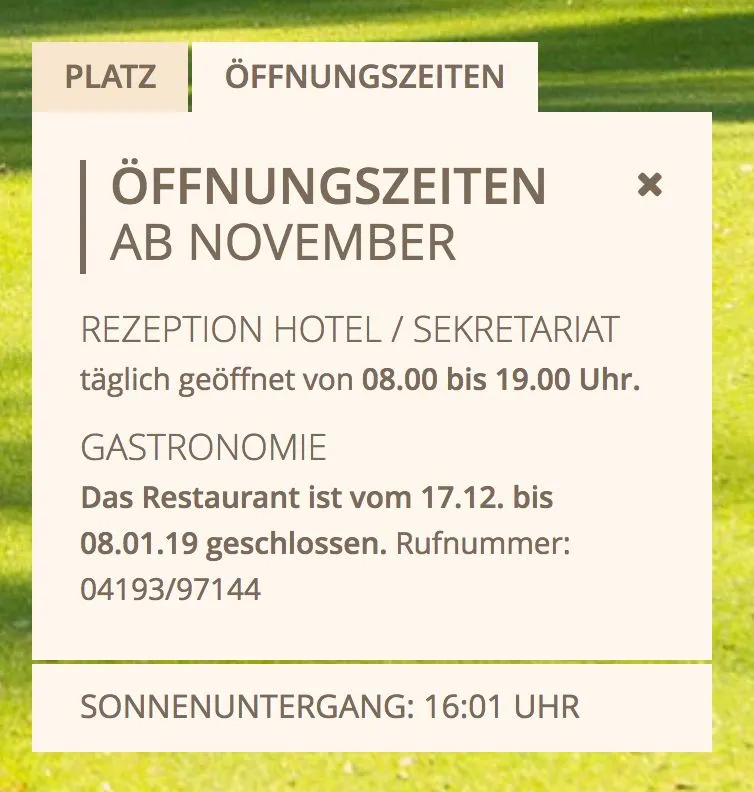 Detailansicht des zweifachen Info-Einklinkers auf der von GKMB umgesetzten Website von Gut Kaden.
