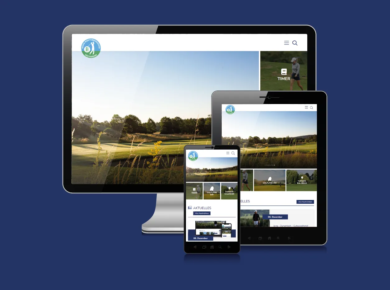 Von GKMB umgesetzte Website des BWGV mit übersichtlicher Startseite.