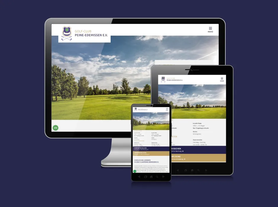 Moderne Vereinswebsite des Golf-Clubs Peine-Edemissen, umgesetzt von GKMB.