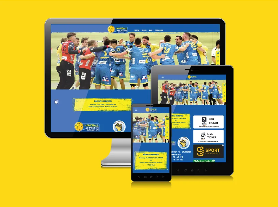 Screenshot der von GKMB entwickelten Website der SG Pforzheim/Eutingen mit modernem Vereinsauftritt.