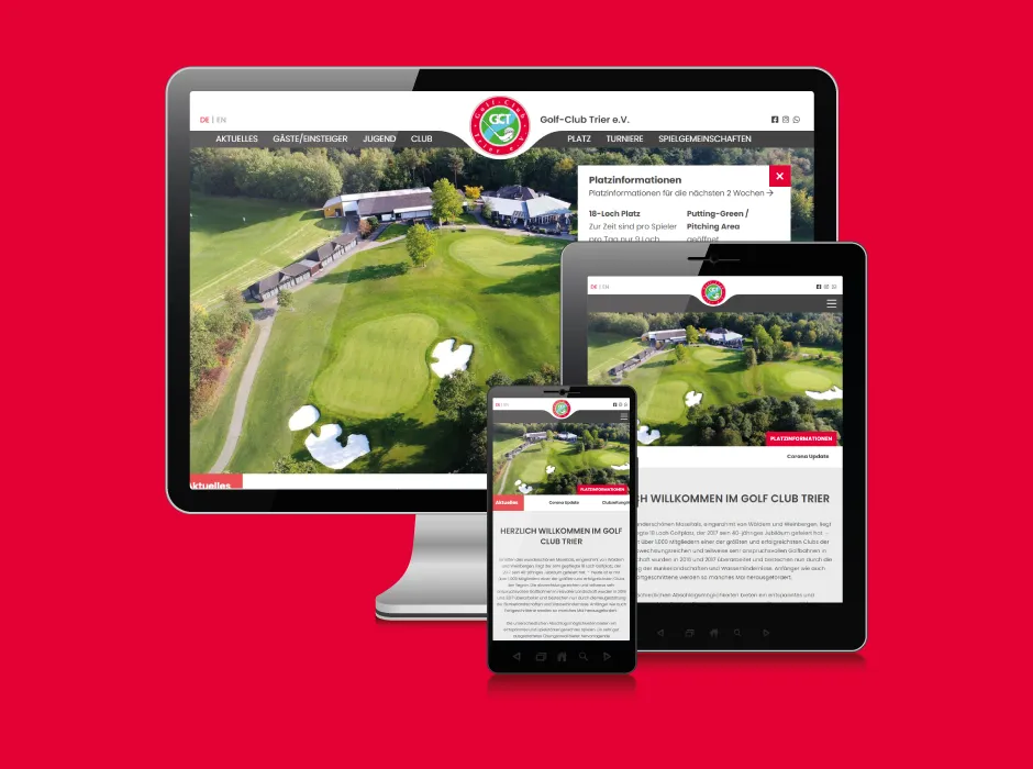 Screenshot der von GKMB neu gestalteten Website des Golfclubs Trier.
