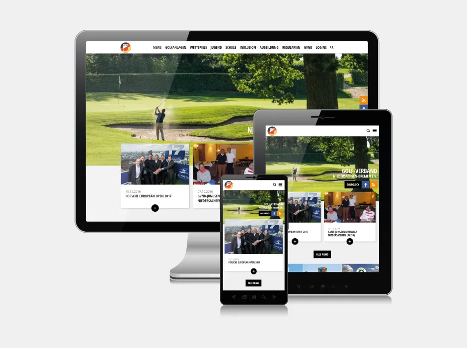 Screenshot der von GKMB umgesetzten Website des Golfverbands Niedersachsen Bremen.
