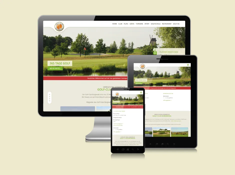 Screenshot der von GKMB umgesetzten Website des Golf-Clubs Burgwedel.