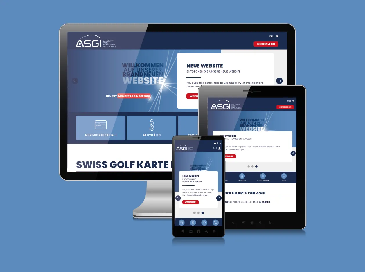 Von GKMB modernisierte Website der ASGI mit informativem responsivem Layout.