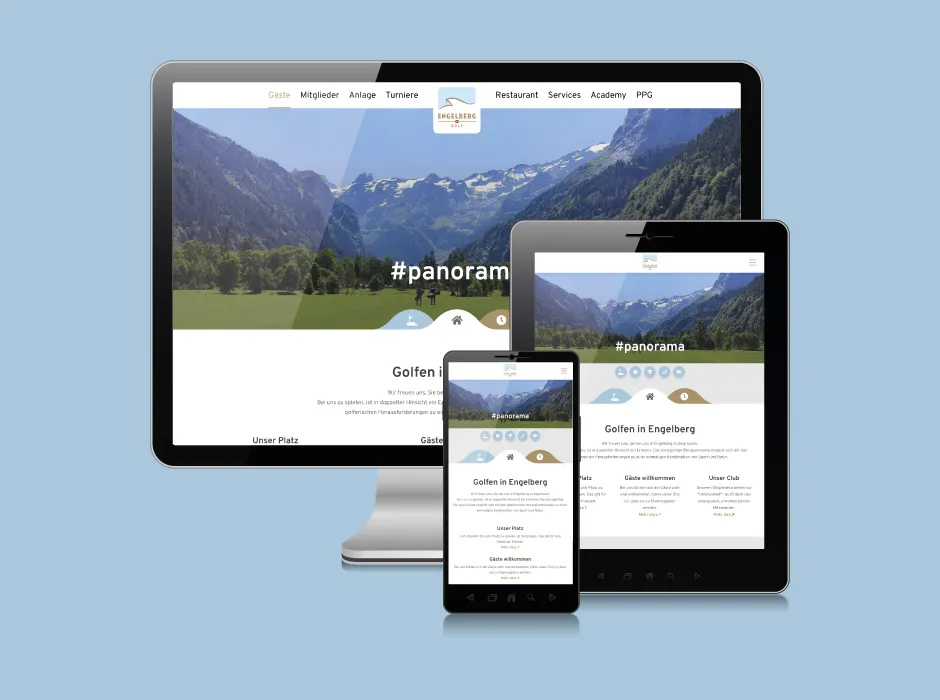 Moderne Website des Golfclubs Engelberg, entwickelt von GKMB.
