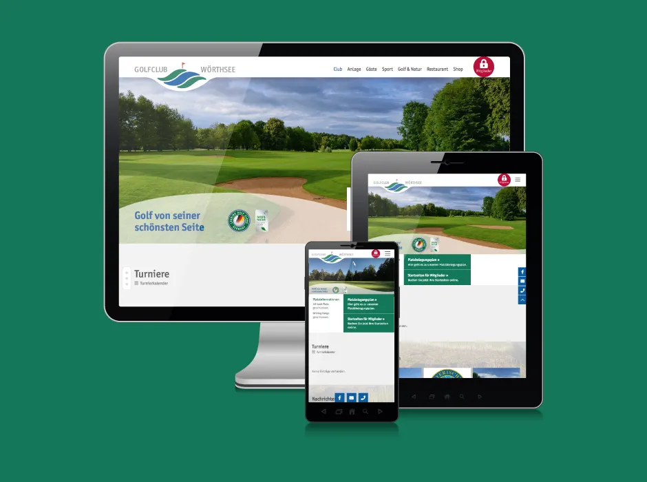 Moderne Website des Golfclubs Wörthsee, entwickelt von GKMB.