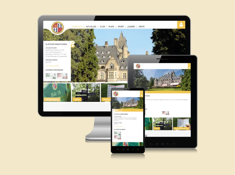 Screenshot der von GKMB realisierten Website des Golf- und Landclubs Kronberg.