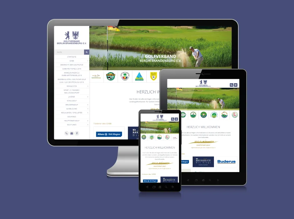 Screenshot der von GKMB umgesetzten Website des Golfverbands Berlin-Brandenburg.