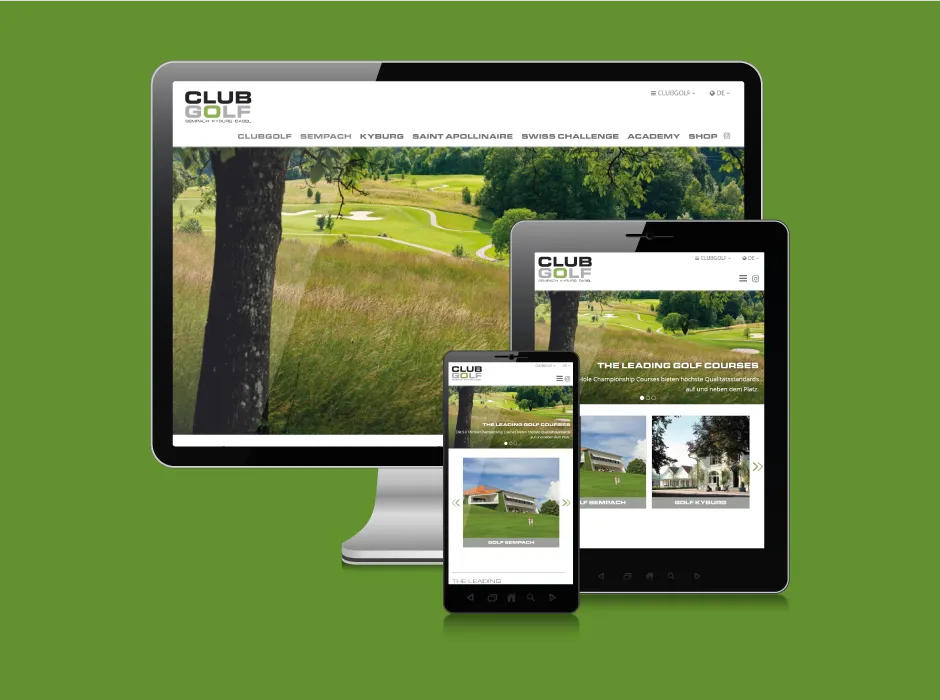 Screenshot der von GKMB umgesetzten Website von Clubgolf.