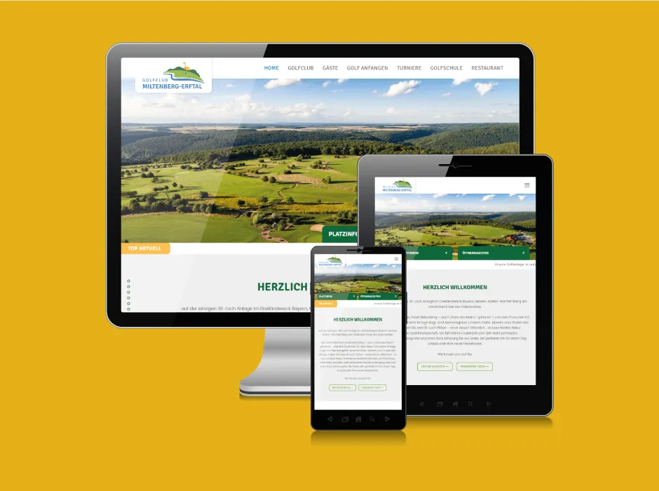 Moderne Website des Golfclubs Erftal, entwickelt von GKMB.