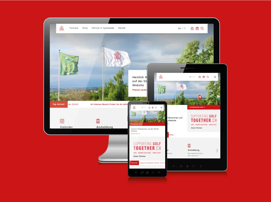 Von GKMB gestaltete Website der Swiss Senior Ladies Golf Association mit Turnierfokus.