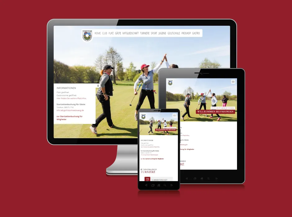 Screenshot der von GKMB umgesetzten Website des Golf Clubs Höslwang im Chiemgau.