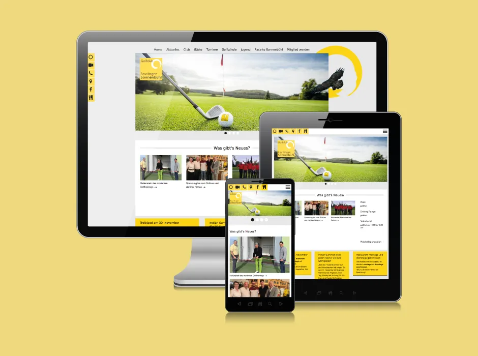 Screenshot der von GKMB umgesetzten Website des Golfclubs Reutlingen Sonnenbühl.