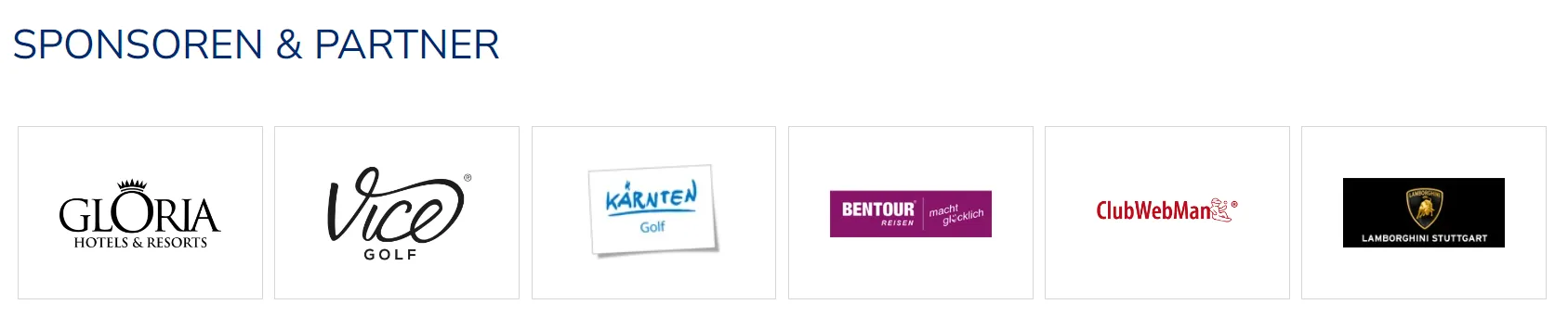 Partner-Slider mit Logos von Sponsoren und Kooperationspartnern.