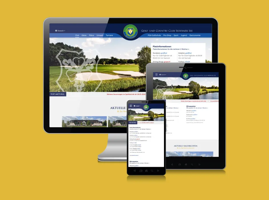 Von GKMB modernisierte Website des Golf- und Country Clubs Seddiner See.