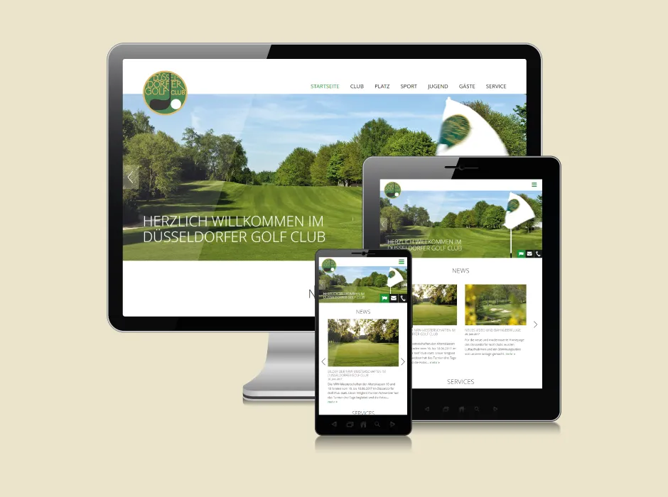 Screenshot der von GKMB umgesetzten Website des Düsseldorfer Golf Clubs.