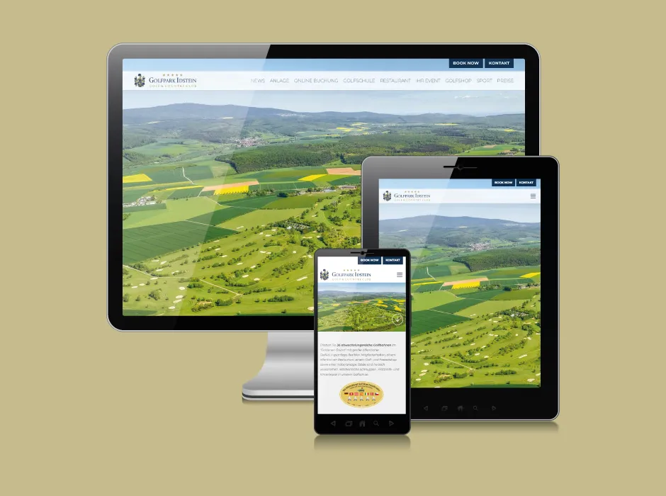 Moderne Website des Golfparks Idstein, umgesetzt von GKMB.