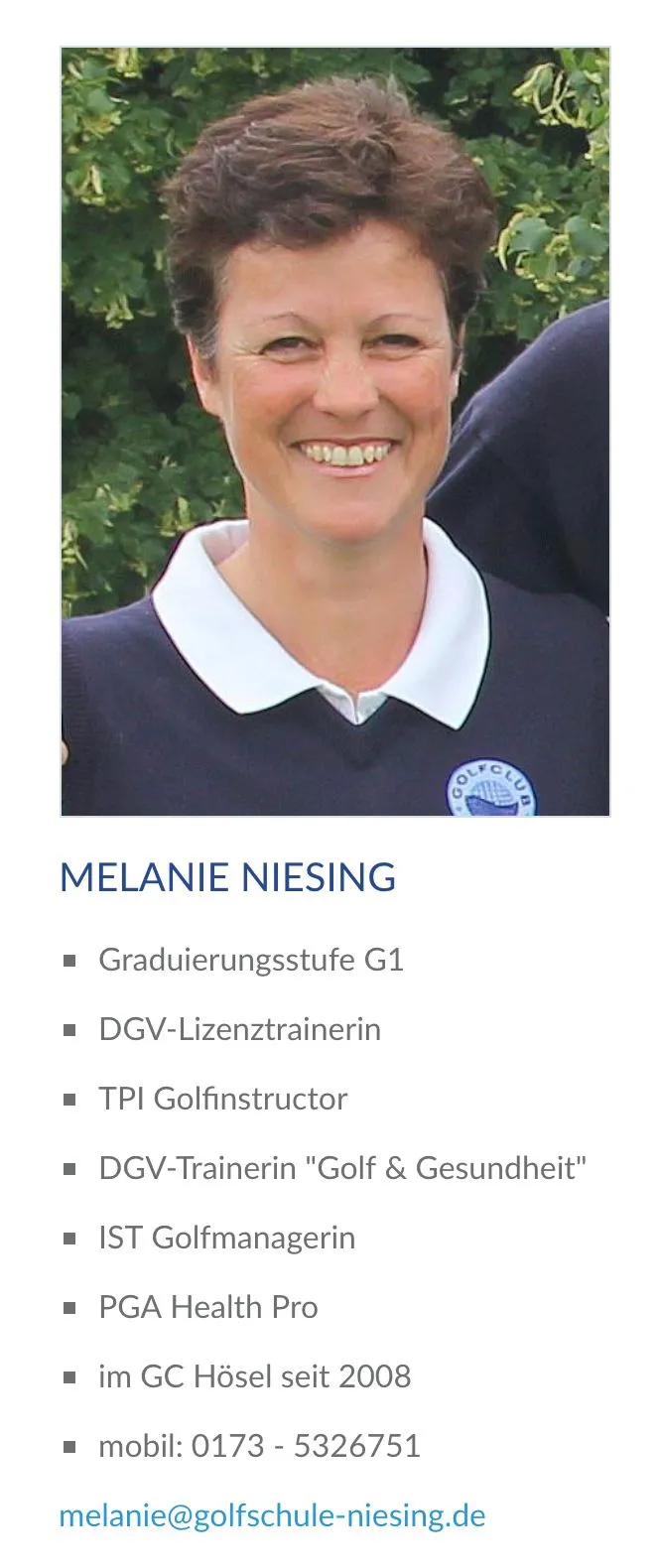 Bild oben/Text unten Beispiel vom GC Hösel.