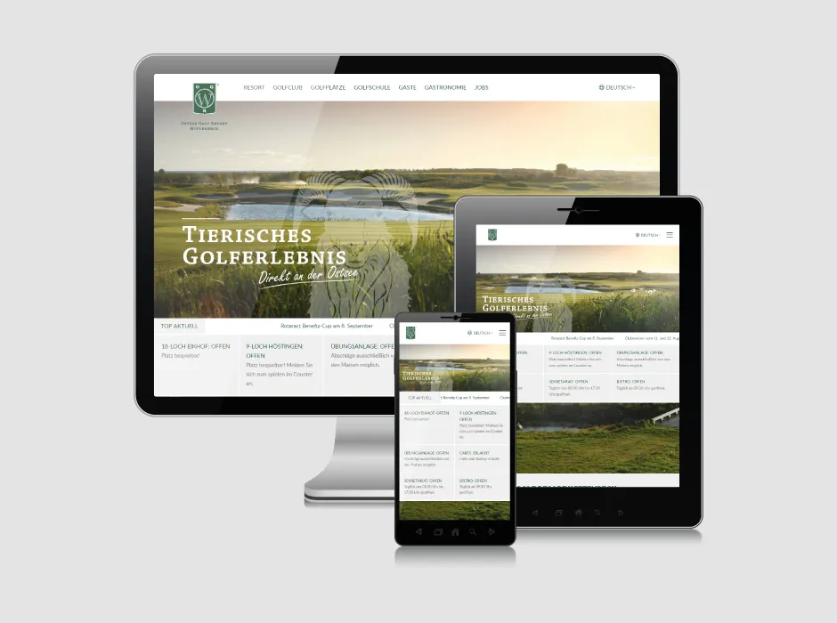 Moderne Website des Golfclubs Wittenbeck, umgesetzt von GKMB.