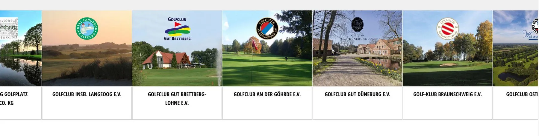Bild-Slider mit großformatigen Landschaftsaufnahmen einer Golfanlage.