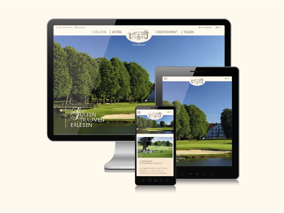 Screenshot der von GKMB umgesetzten Website von Gut Kaden Golf und Land Club.