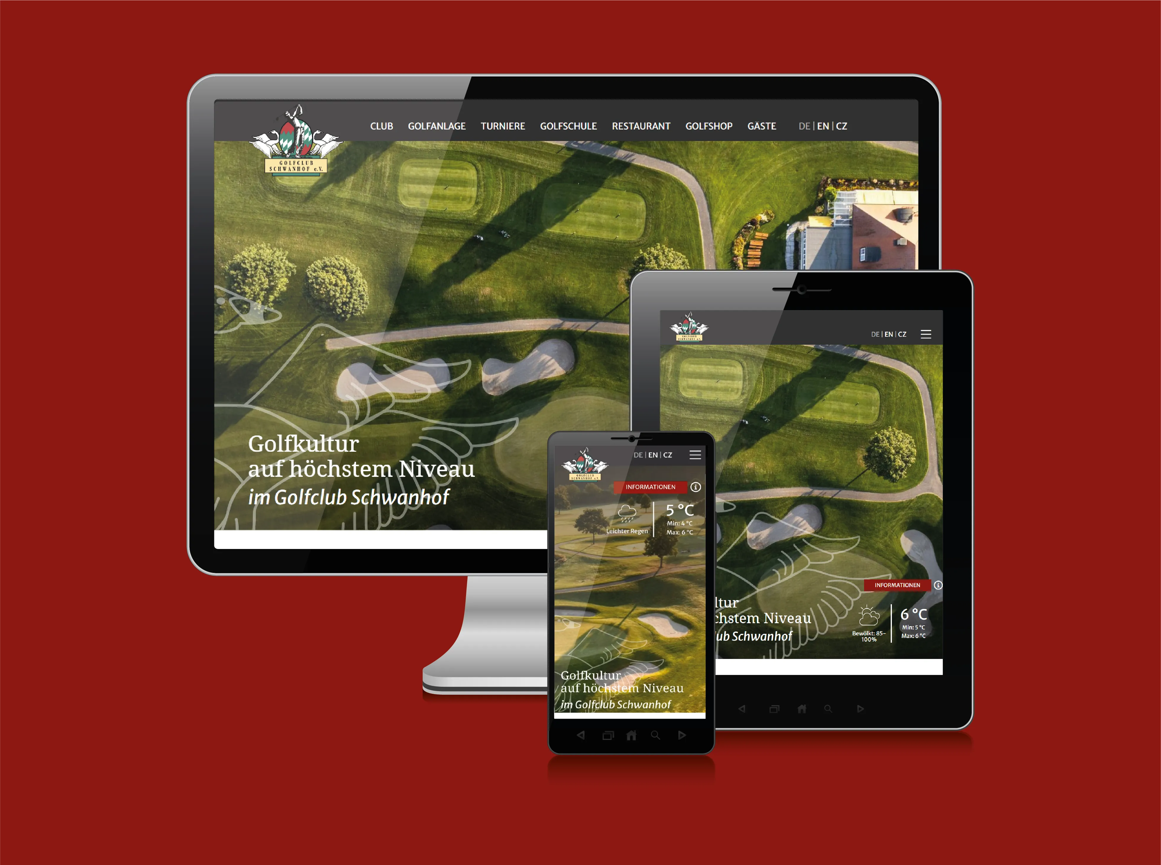 Screenshot der von GKMB neu gestalteten Website des Golfclubs Schwanhof.