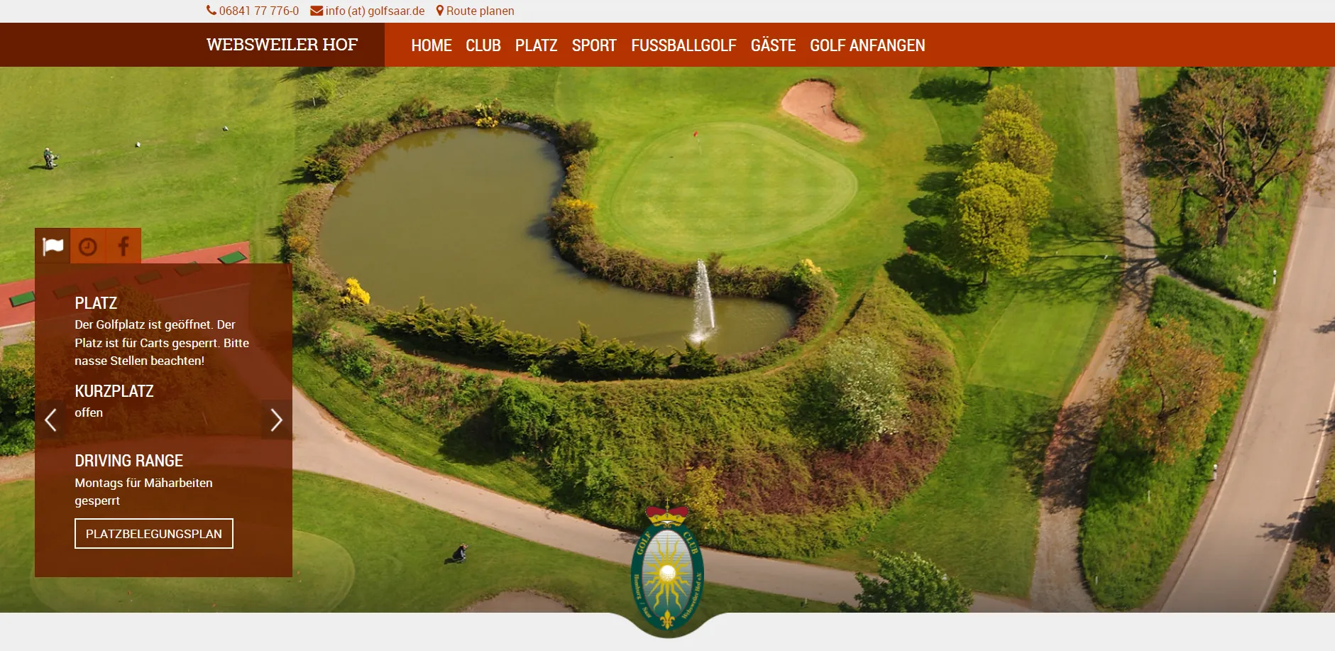 Screenshot der von GKMB gestalteten Website des Websweiler Hofs mit einem Info-Einklinker und drei Tabs.