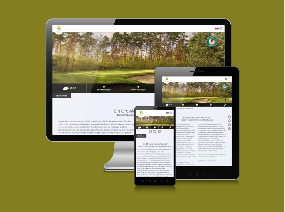 Moderne Website des Mainzer Golflcubs, entwickelt von GKMB.
