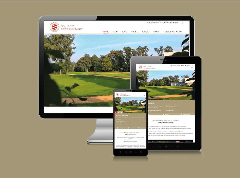 Screenshot der von GKMB entwickelten Website des Golf-Klubs Braunschweig.