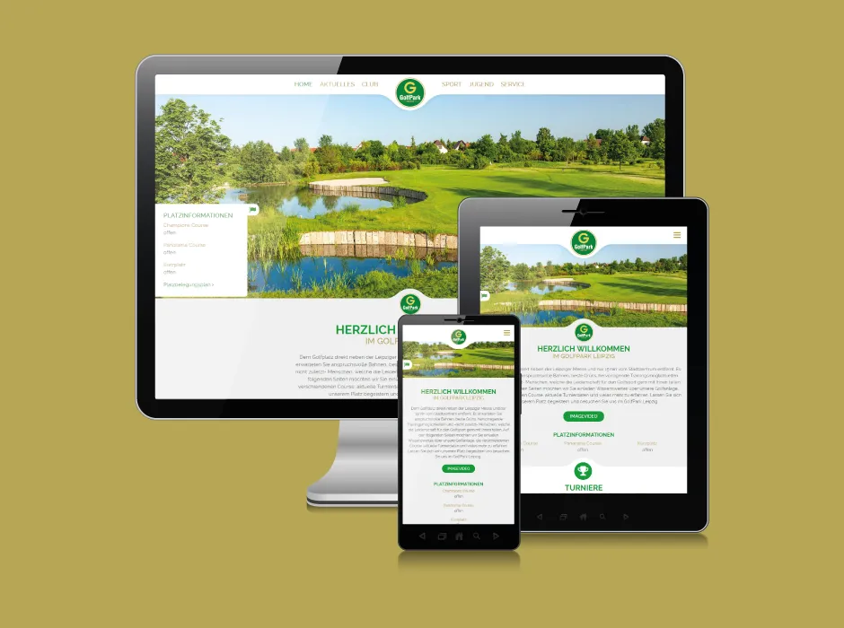 Screenshot der von GKMB umgesetzten Website des GolfPark Leipzig.