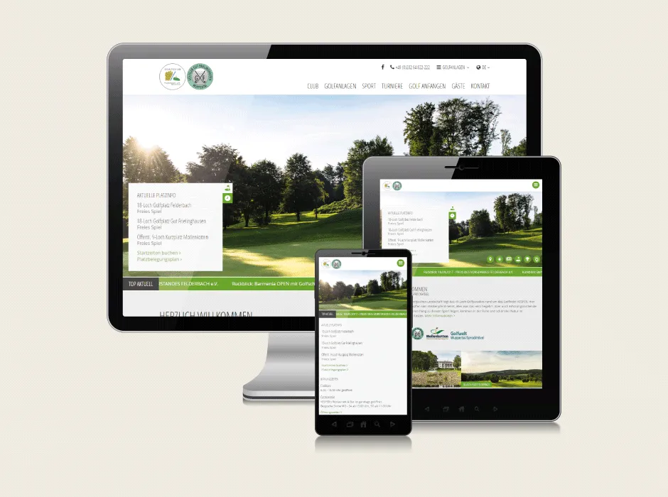 Screenshot der von GKMB umgesetzten Website des Golf-Clubs Felderbach.