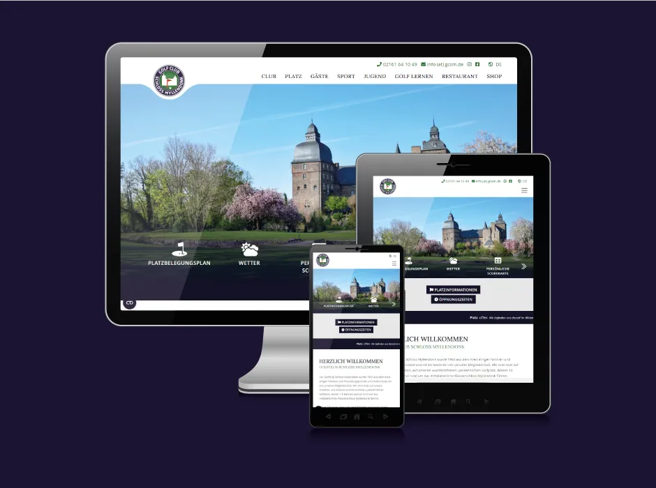 Screenshot der von GKMB entwickelten Website des Golf-Klubs Myllendonk.