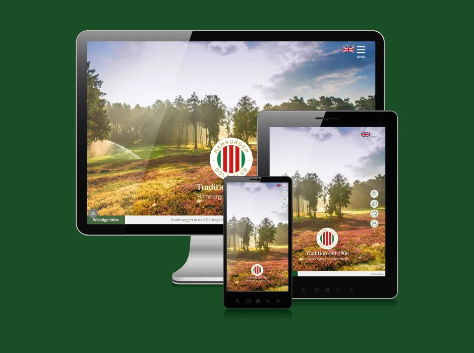 Startseite der von GKMB umgesetzten Website des Hamburger Golf-Clubs Falkenstein.