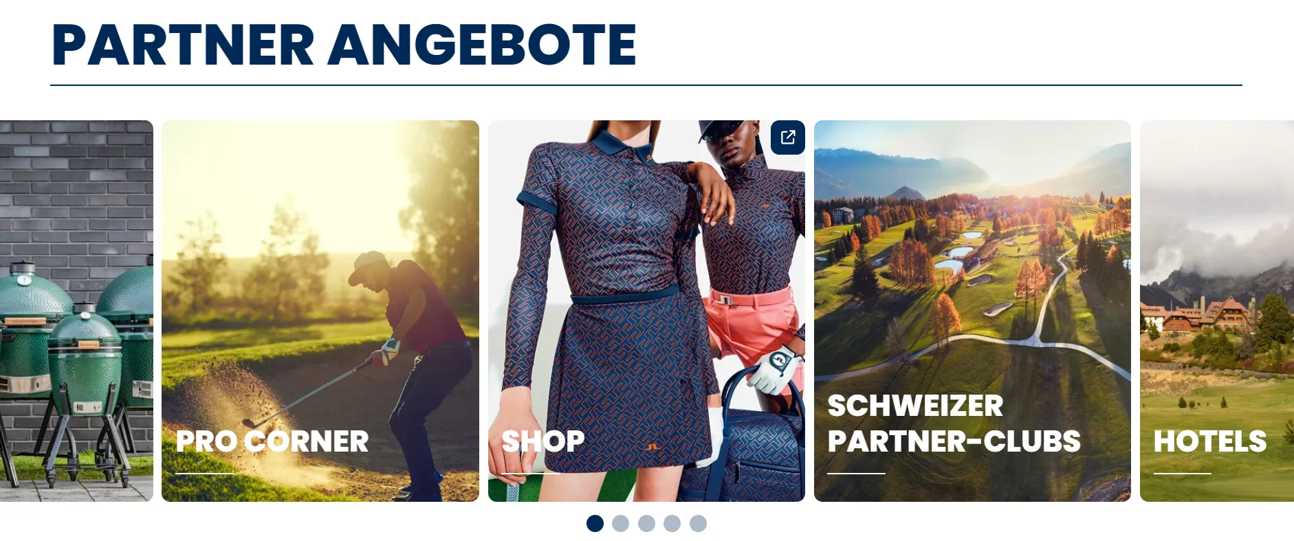 Produkt-Slider mit bebilderten Service- und Produktangeboten.