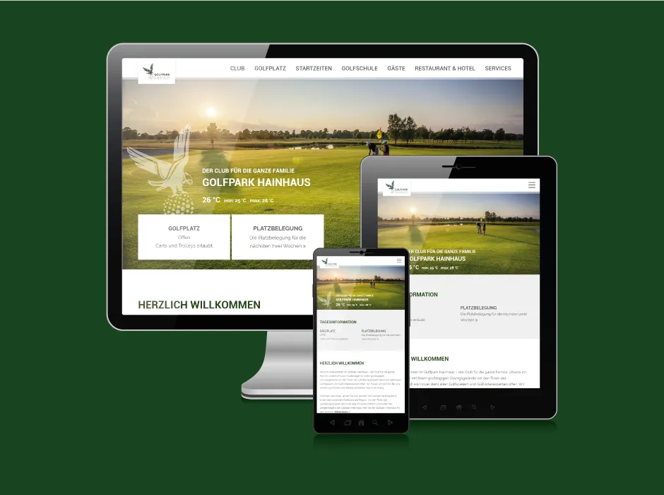 Moderne Vereinswebsite des Golf-Clubs Hainhaus, umgesetzt von GKMB.