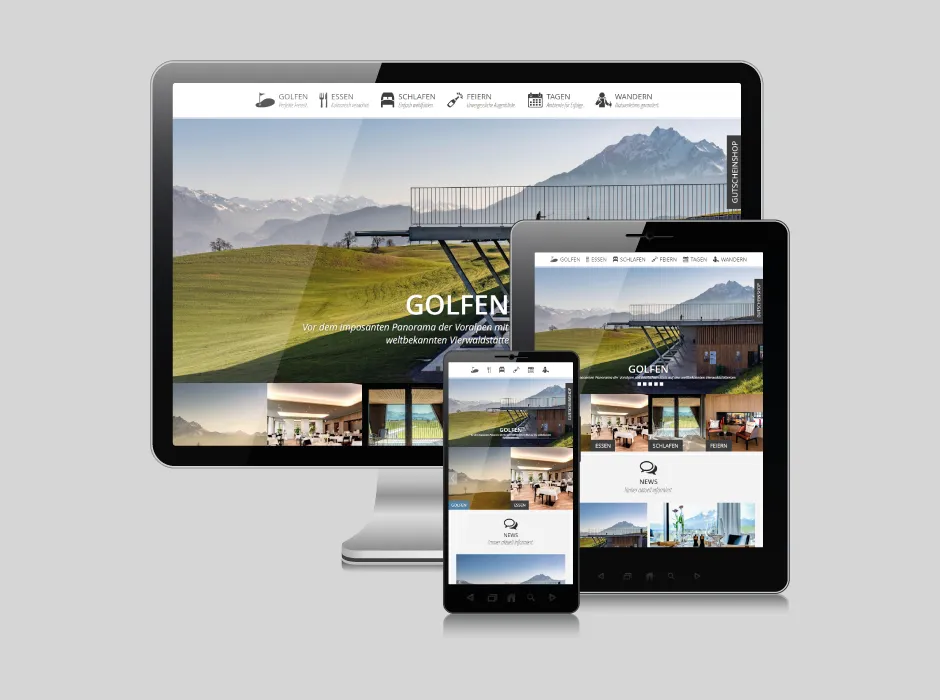 Moderne Website des Golfclubs Meggen, umgesetzt von GKMB.