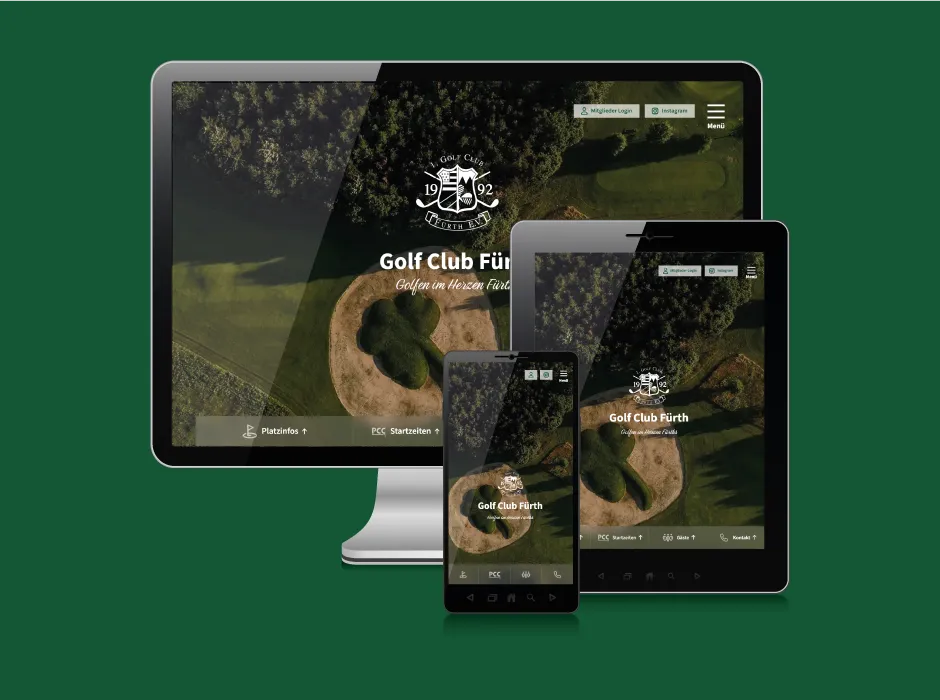 Screenshot der von GKMB modernisierten Website des Golfclubs Fürth mit klarer Seitenstruktur.
