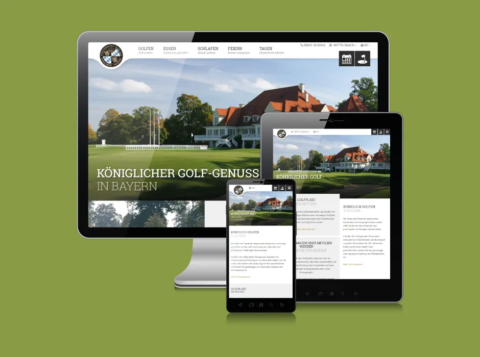 Screenshot der von GKMB umgesetzten Website des Wittelsbacher Golfclubs.