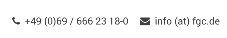 Screenshot einer von GKMB umgesetzten Website des Frankfurter Golf Clubs mit einer Kontaktzeile für Telefon und E-Mail.