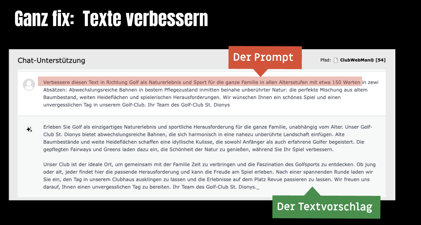 KI Assist Beispiel Textverbesserung